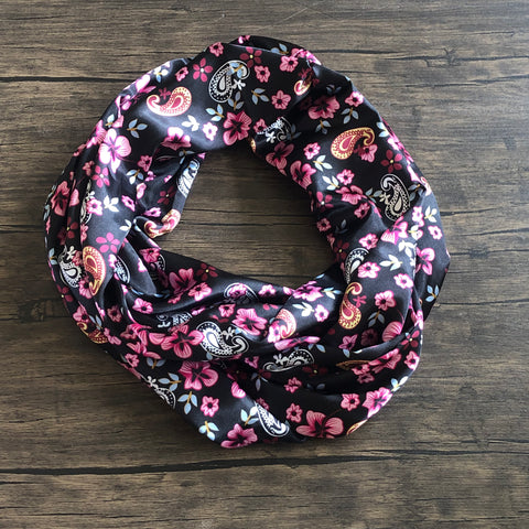 Black Paisley Floral Infinity