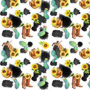Cow Print, Sunflowers and boots