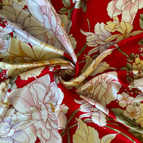 Red Floral Silk